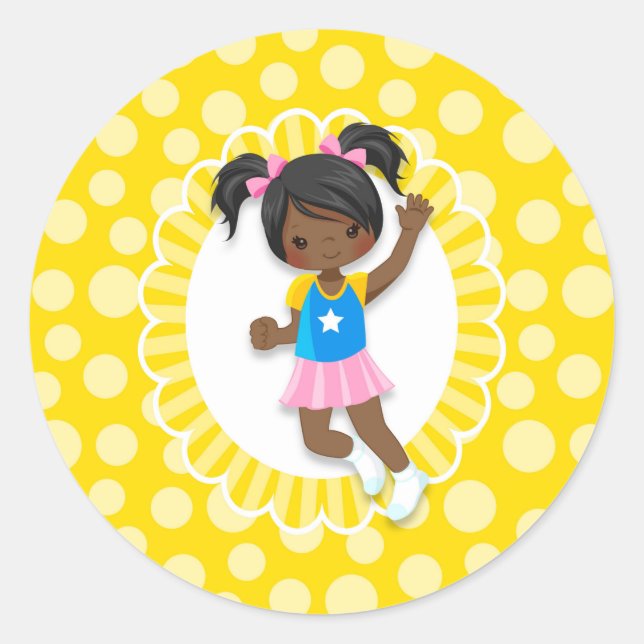 Sticker Rond African American Bounce House Jumping Girl (Devant)