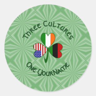 Sticker Rond African American Irish Flags Shamrock Votre nom