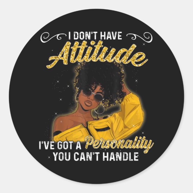 Sticker Rond African American Melanin Queen Black Girl Magic Af (Devant)