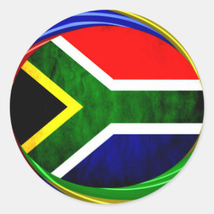 Sticker Rond Afrique du Sud Drapeau : Motif dynamique à balayag