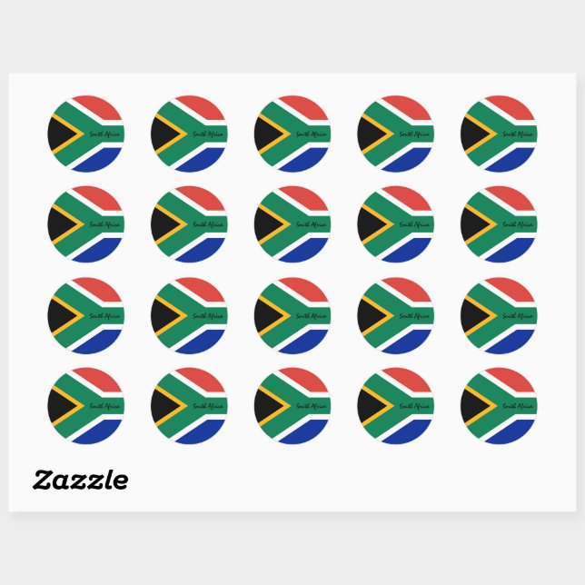 Sticker Rond Afrique du Sud, patriotes du drapeau africain, voy (Feuille)
