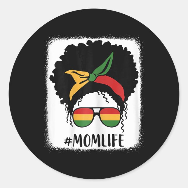 Sticker Rond Afro-Américain Maman Vie Mère Noire Mères D (Devant)
