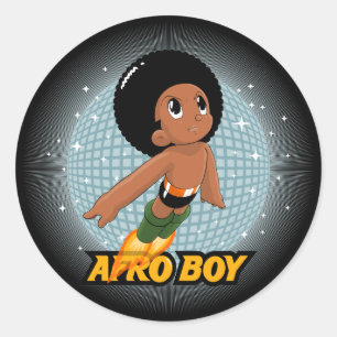 Sticker Rond Afro Boy