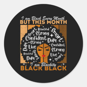 Sticker Rond Afro Girl Blackity Black Chaque mois Histoire noir