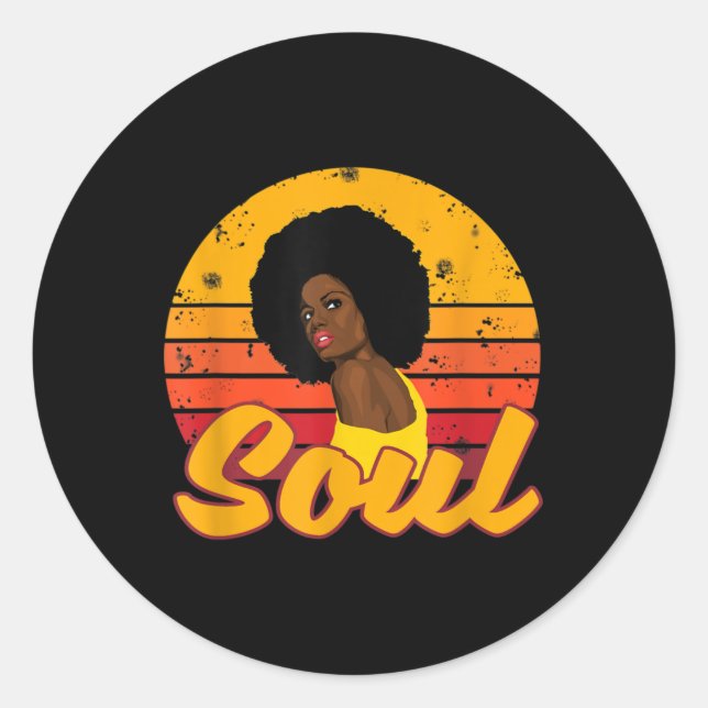 Sticker Rond Afro les années 70 80 ans Funk Afro Disco Soul (Devant)