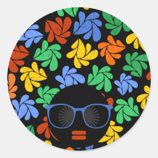 Sticker Rond Afro Love coloré