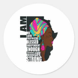 Sticker Rond Afro Vous Êtes Suffisant Je Suis Citation Inspiran