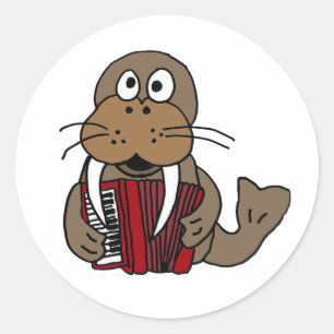 Sticker Rond AG morse drôle jouant la bande dessinée