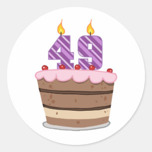 Sticker Rond Âge 49 sur le gâteau d'anniversaire
