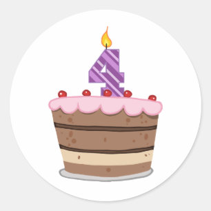 Sticker Rond Âge 4 sur le gâteau d'anniversaire
