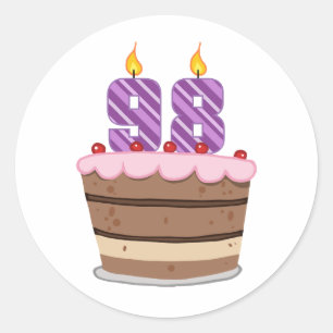 Sticker Rond Âge 98 sur le gâteau d'anniversaire