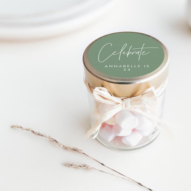 Sticker Rond Âge vert de sauge géométrique minimal moderne (Créateur téléchargé)