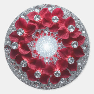 Sticker Rond Agencement floral élégant avec orchidées rouges