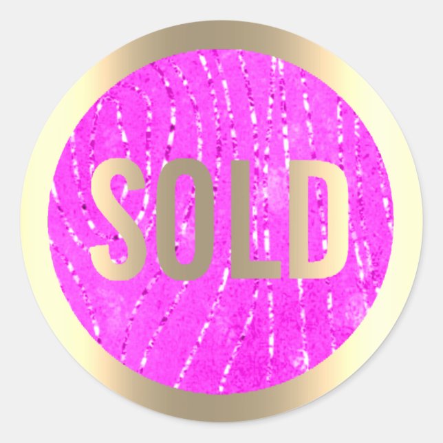 Sticker Rond Agent de domaine métallique rose or vendu (Devant)
