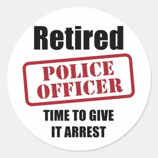Sticker Rond Agent de police à la retraite (Devant)