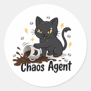 Sticker Rond Agent du chaos Chat Noir