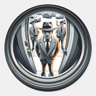 Sticker Rond Agents en gris à la porte | Fisheye