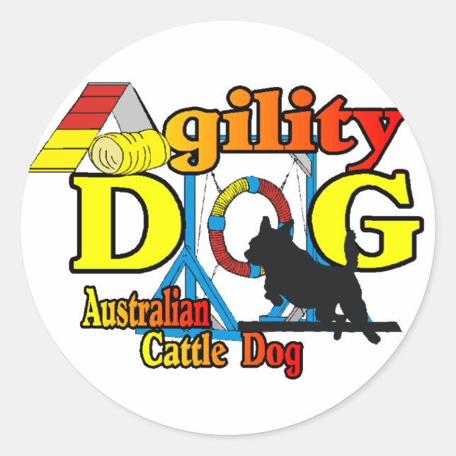 Sticker Rond Agilité du chien de bétail australien (Devant)