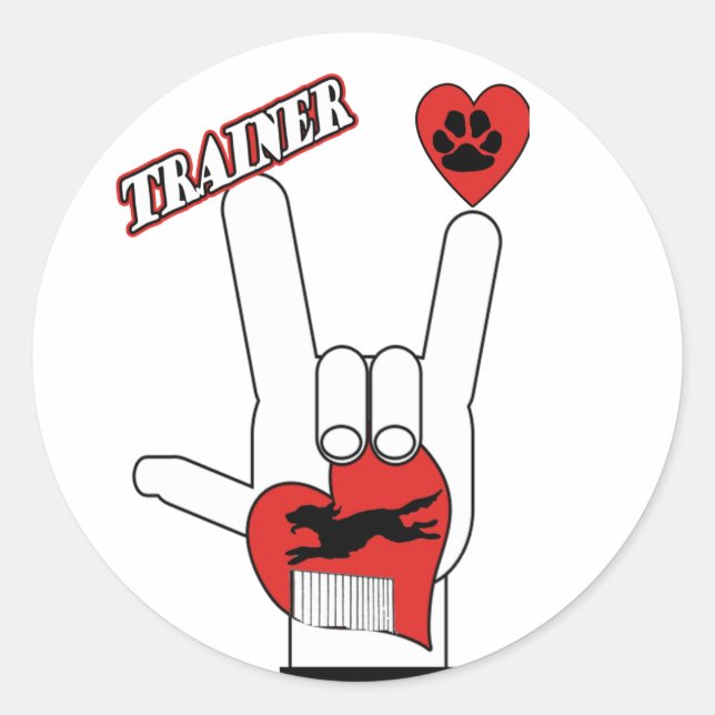 STICKER ROND AGILITY CHIEN TRAINER - ASL SIGNE JE VOUS AIME (Devant)