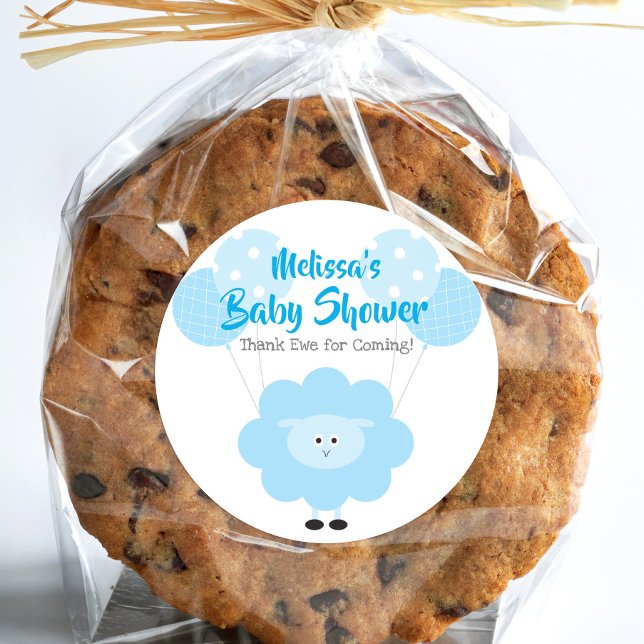 Sticker Rond Agneau bleu Sweet Boy Baby shower Merci mignon (Créateur téléchargé)