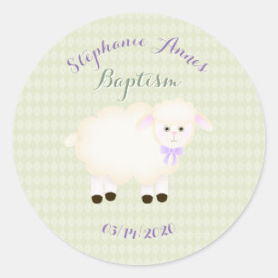 Sticker Rond Agneau de baptême