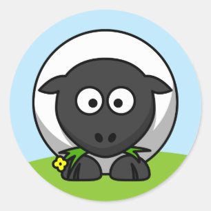 Sticker Rond Agneau en caricature mignon