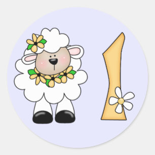 Sticker Rond Agneau marguerrier 1er anniversaire