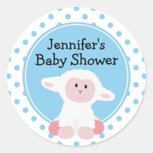 Sticker Rond Agneau mignon et pois de bébé personnalisés