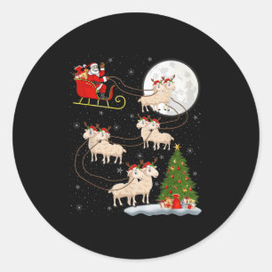 Sticker Rond Agneaux Mouton Père Noël Sleigh Flying Funny Magiq