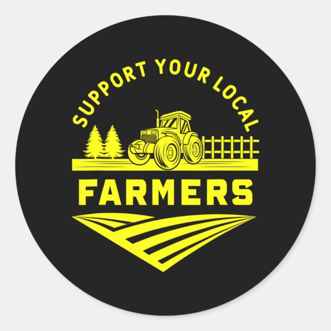 Sticker Rond Agriculture Tractor Soutien à votre agriculteur (Devant)