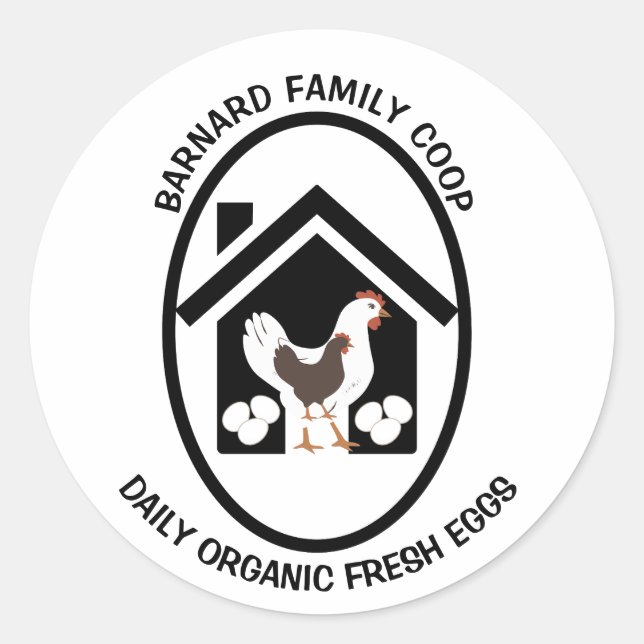 Sticker Rond Agritourisme rustique OEufs Frais Bio Poulet Hen (Devant)