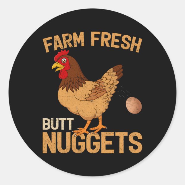 Sticker Rond Agritouriste de poulet à la ferme (Devant)