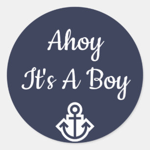 Sticker Rond Ahoy C'est un chevalet d'Ancres pour garçons