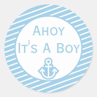 Sticker Rond Ahoy C'est un chevalet de Baby shower garçon
