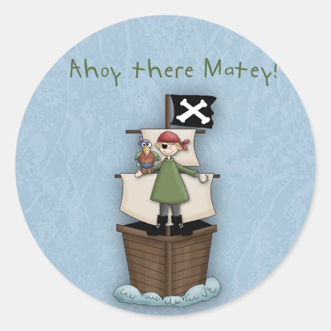 Sticker Rond Ahoy There Matey ! Parti pirate (Devant)