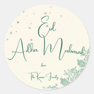 Sticker Rond Aïd al-Adha Eid Mubarak personnalisé