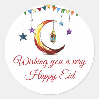 Sticker Rond Aïd Moubarak - Croissant islamique