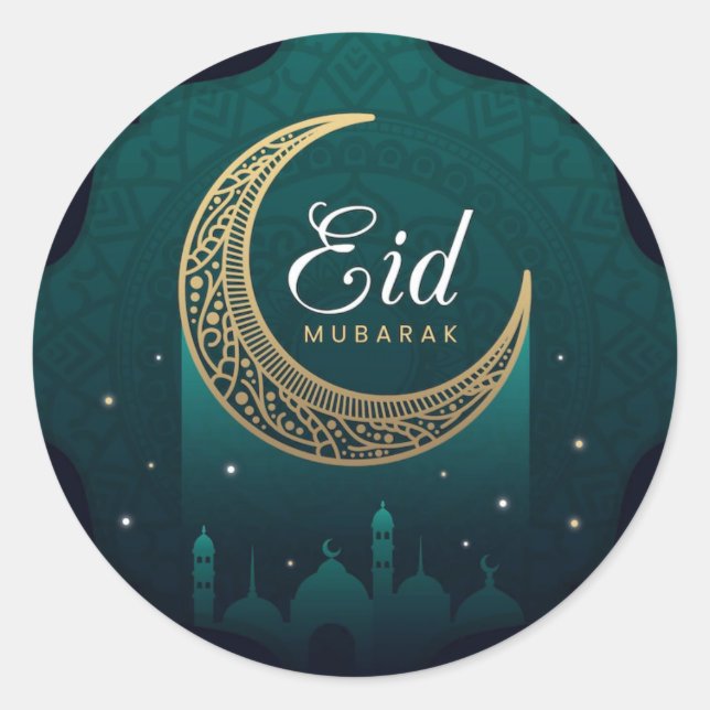 Sticker Rond Aïd Moubarak Gold Green (Devant)