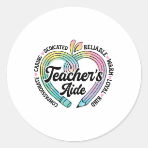 Sticker Rond Aide Pédagogique Cœur de Pomme Mignon Retour au Pr