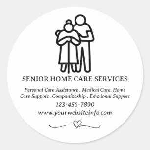Sticker Rond Aide personnalisée pour personnes âgées ou à domic