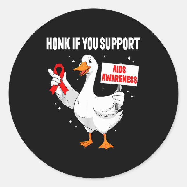 Sticker Rond Aids_hiv Awareness Funny Goose World Aids Day Red  (Devant)
