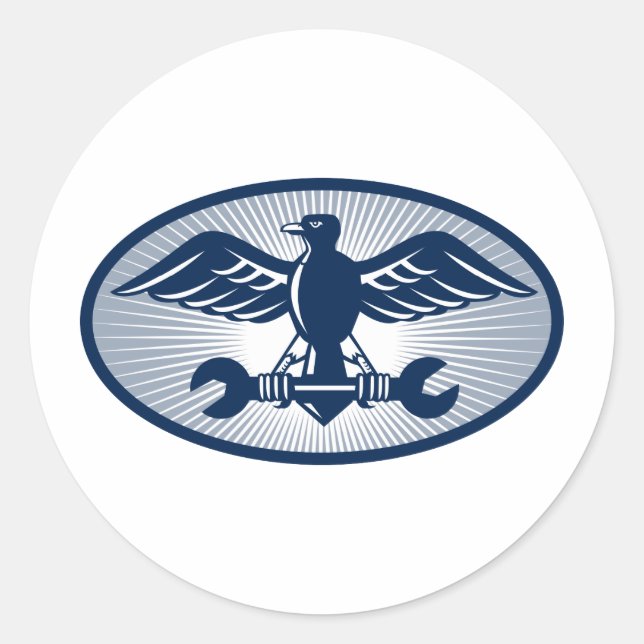 Sticker Rond aigle à aile étalée portant une banderole (Devant)