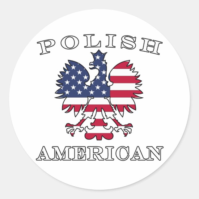Sticker Rond Aigle à drapeau américain polonais (Devant)