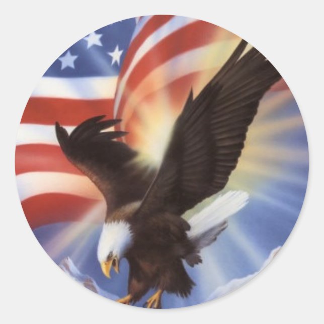 Sticker Rond aigle-américain-et-drapeau-ii (Devant)