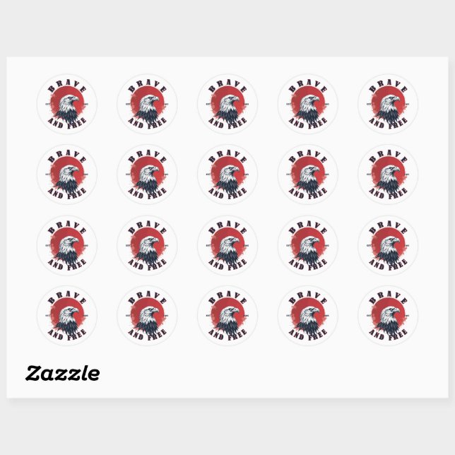 Sticker Rond Aigle courageux et libre (Feuille)
