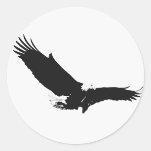 Sticker Rond Aigle d'atterrissage noir et blanc