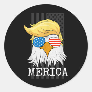 Sticker Rond Aigle de l'Amérique 4 juillet Trump Drapeau améric