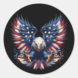 Sticker Rond Aigle du drapeau américain, Clipart de sublimation