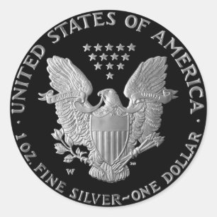 Sticker Rond Aigle en argent Liberty "Tails"