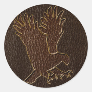 Sticker Rond Aigle en cuir foncé